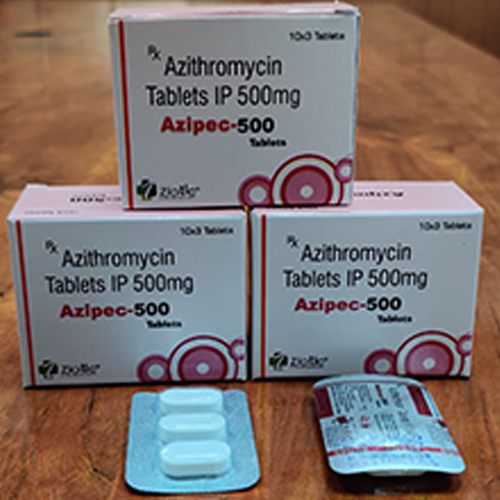 Product Name: Azipec 500, Compositions of Azipec 500 are Azithromycin Tablets IP 500mg  - Ziotic Life Sciences