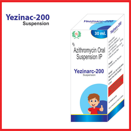 Product Name: Yezinac 200, Compositions of Yezinac 200 are Azithromycin Oral Supension IP - Greef Formulations