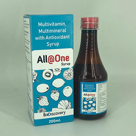 Product Name: All@One, Compositions of All@One are Multivitamin, Multiminerals, with Antioxidant Syrup - Biodiscovery Lifesciences Pvt Ltd