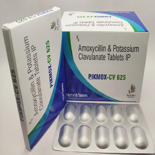 Product Name: Pikmox CV 625, Compositions of Pikmox CV 625 are Amoxycillin & Potassium Clavulanate Tablets I.P. - Peakwin Healthcare