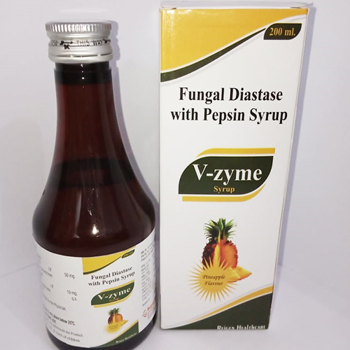 Product Name: V Zyme, Compositions of V Zyme are Fungal Diastase with Pepsin Syrup - JV Healthcare