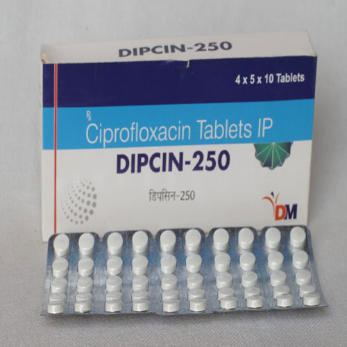 Product Name: Dipcin 250, Compositions of Dipcin 250 are Ciprofloxacin - DM Pharma