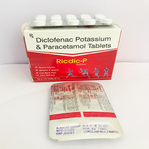 Product Name: Ricdic P, Compositions of Ricdic P are Diclofenac Potassium & Paracetamol Tablets - Aseric Pharma