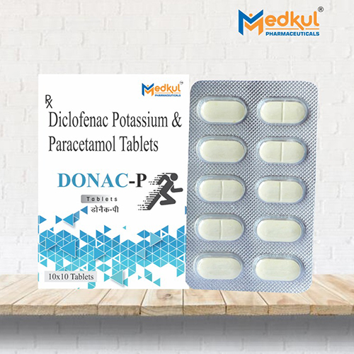 Product Name: Donac P, Compositions of Donac P are Diclofenac Potassium & Paracetamol Tablets - Medkul Pharmaceuticals