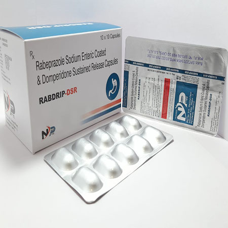 Product Name: Rabdrip Dsr, Compositions of Rabdrip Dsr are Rabeprazole Sodium Enteric Coated & Domperidone Sustained Release Capsules - Noxxon Pharmaceuticals Private Limited