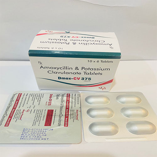 Product Name: Dmox CV 375, Compositions of Dmox CV 375 are Amoxycillin and Potassium Clavulanate Tablets - Disan Pharma