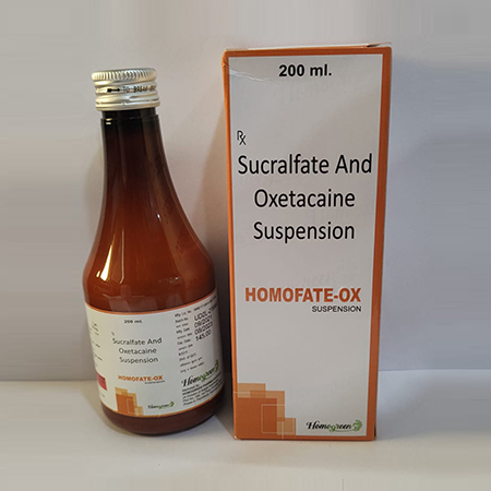 Product Name: Homofate Ox, Compositions of Homofate Ox are Sucralfate And Oxetacaine Supension - Abigail Healthcare