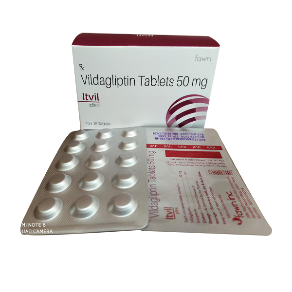 Product Name: ITVIL, Compositions of ITVIL are Vildagliptin 50mg - Fawn Incorporation