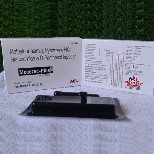 Product Name: Mecozec Plus, Compositions of Mecozec Plus are Methylcobalamin,Pyridoxine Hcl ,Niacinamide & D-Panthenol Injections - Medizec Laboratories