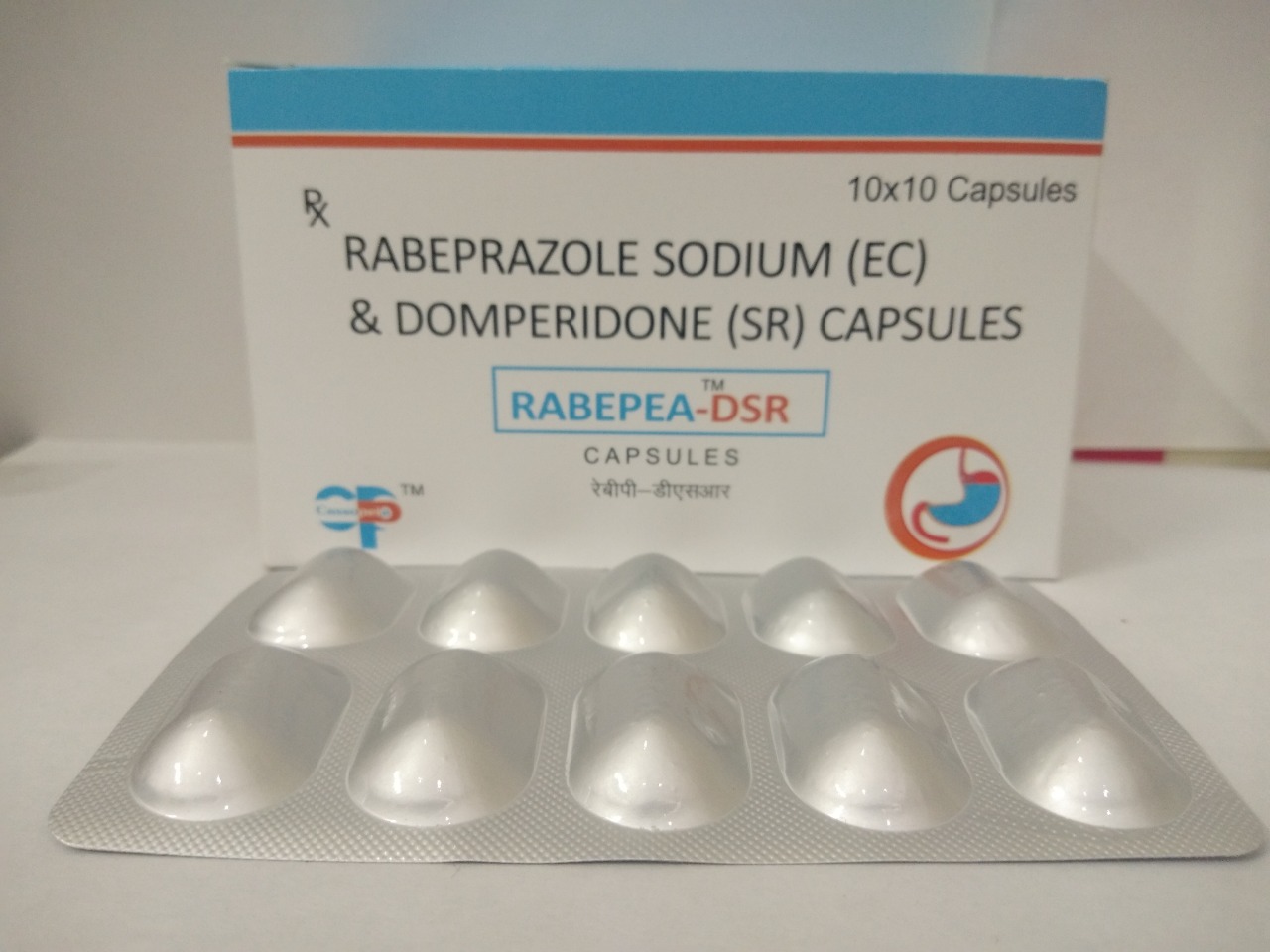 Product Name: Rabepea DSR, Compositions of Rabepea DSR are Rabeprazole Sodium (EC) & Domeperidone (SR) Capsules - Cassopeia Pharmaceutical Pvt Ltd