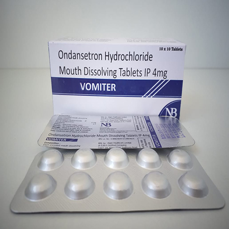 Product Name: Vomiter, Compositions of Vomiter are Ondansetron Hydrochloride Mouth Dissolving Tablets IP 4mg - Nexbon Lifesciences