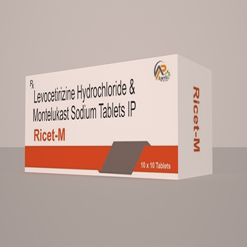 Product Name: Ricet M, Compositions of Ricet M are Levocetrizine Hydrochloride & Montelukast Sodium Tablets IP - Aseric Pharma