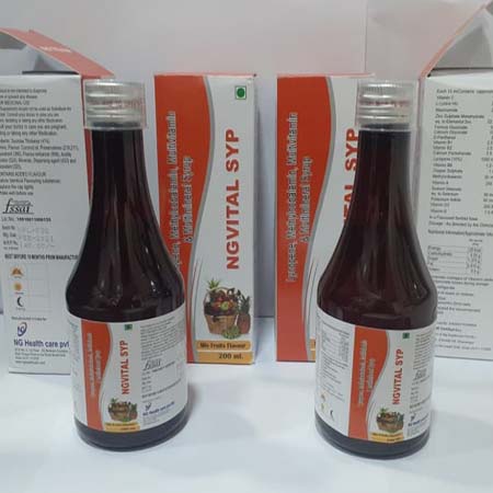 Product Name: Ngvital Syp, Compositions of Ngvital Syp are Lycopene,Antioxidant,Multivitamin & Multimineral Syrup - NG Healthcare Pvt Ltd