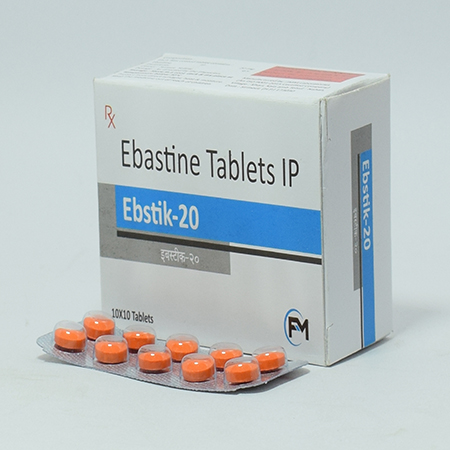 Product Name: Ebstik 20, Compositions of Ebstik 20 are Ebastine Tablets IP - Meridiem Healthcare
