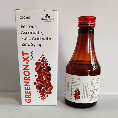 Product Name: Greenron XT, Compositions of Greenron XT are Ferrous Ascrobate, Folic Acid with Zinc Syrup - Greenwell Lifesciences
