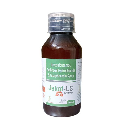 Product Name: Jekof LS, Compositions of Jekof LS are Levosalbutamol, Ambroxol Hydrochloride & Guaiphenesin Syrup - Jecks Pharma