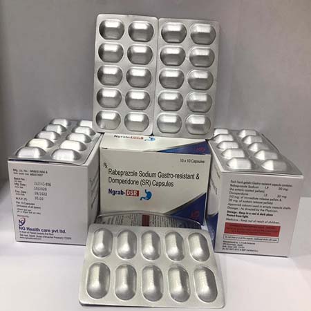 Product Name: Ngrab Dsr, Compositions of Ngrab Dsr are Rabeprazole Sodium Gastro -Resistant  Domperidone (SR) Capsules - NG Healthcare Pvt Ltd