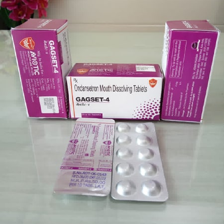 Product Name: Gagset 4, Compositions of Gagset 4 are Ondansetron Mouth Dissolving Tablets - Aviotic Healthcare Pvt. Ltd