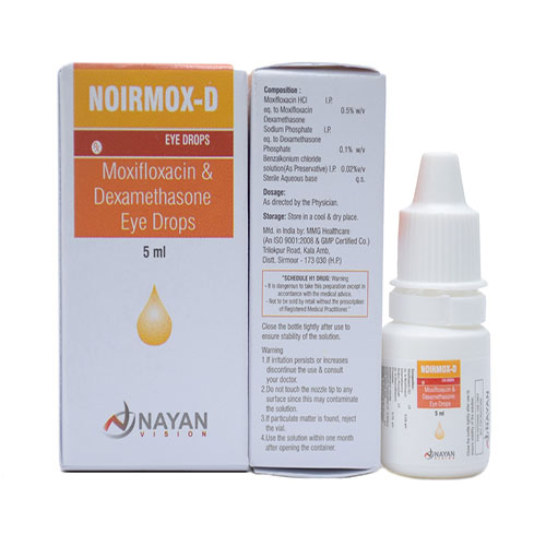 Product Name: Noirmox D, Compositions of Noirmox D are Moxifloxacin & Dexamethasone Eye Drops - Arlak Biotech