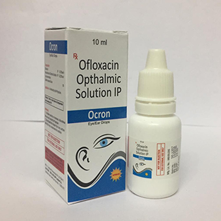 Product Name: OCRON, Compositions of OCRON are Ofloxacin Opthalmic Solutions IP - Apikos Pharma
