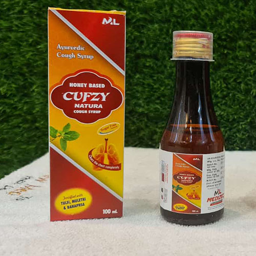 Product Name: Cufzy Natura Syrup, Compositions of Cufzy Natura Syrup are Ayurvedic Cough Syrup - Medizec Laboratories