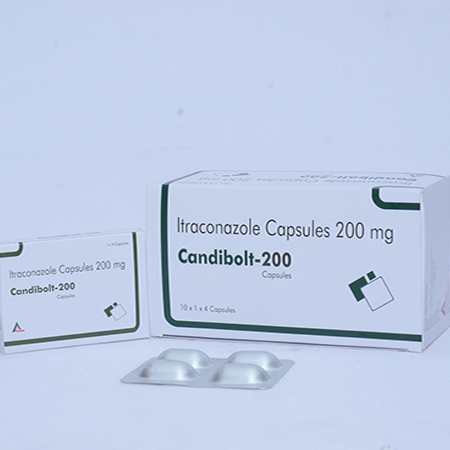 Product Name: CANDIBOLT 200, Compositions of CANDIBOLT 200 are Itraconazole Capsules 200mg - Alencure Biotech Pvt Ltd