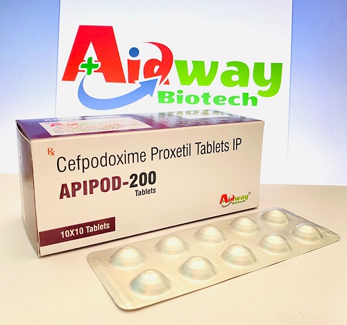 Product Name: Apipod 200, Compositions of Apipod 200 are Cefpodoxime Proxtil Tablets IP - Aidway Biotech