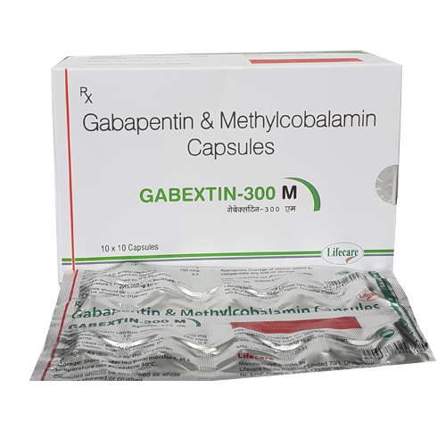 Product Name: Gabextin 300 M, Compositions of Gabextin 300 M are Gabapentin & Methhylcobalamin Capsules - Lifecare Neuro Products Ltd.