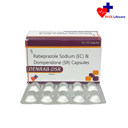 Product Name: DENRAB DSR, Compositions of DENRAB DSR are Rabeprazole Sodium  Domperidone Capsules  - Ryze Lifecare