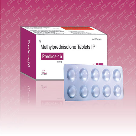 Product Name: Predkos 16, Compositions of Predkos 16 are Methylpresnisolone Tablets IP - Elkos Healthcare Pvt. Ltd