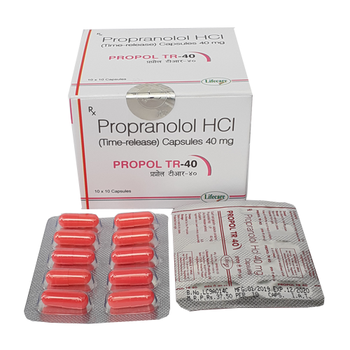 Product Name: Propol TR 40, Compositions of Propol TR 40 are Propranlol Hcl Capsules 40mg - Lifecare Neuro Products Ltd.
