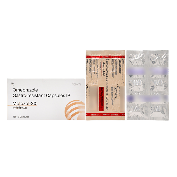 Product Name: MOLOZOL 20, Compositions of Omeprazole I.P. 20 mg. are Omeprazole I.P. 20 mg. - Fawn Incorporation