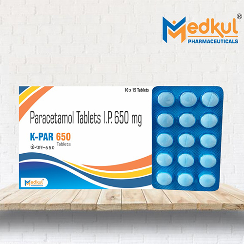 Product Name: K Par 650, Compositions of K Par 650 are Paracetamol Tablets I.P. 650 mg - Medkul Pharmaceuticals