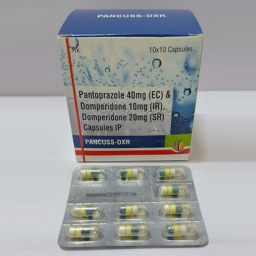 Product Name: Pancus Dxr, Compositions of Pancus Dxr are Pantaprazole (EC) & Domperidone(SR)  Capsules I.P. - Macro Labs Pvt Ltd