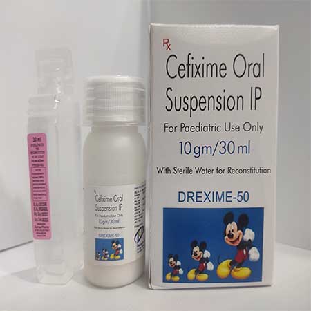 Product Name: Drexime 50, Compositions of Drexime 50 are Cefixime Oral Suspension IP - Dakgaur Healthcare