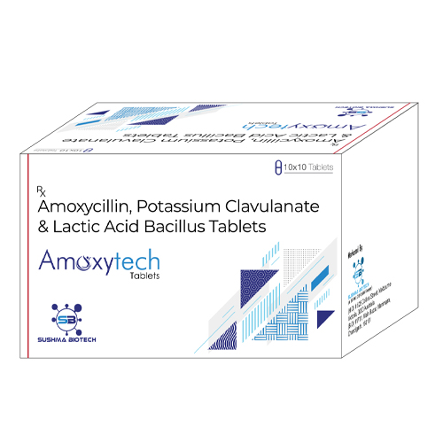 Product Name: Amoxytech, Compositions of Amoxytech are Amoxycillin & Potassium Clavulanate  & Lactic Acid Bacillus - Sushma Biotech