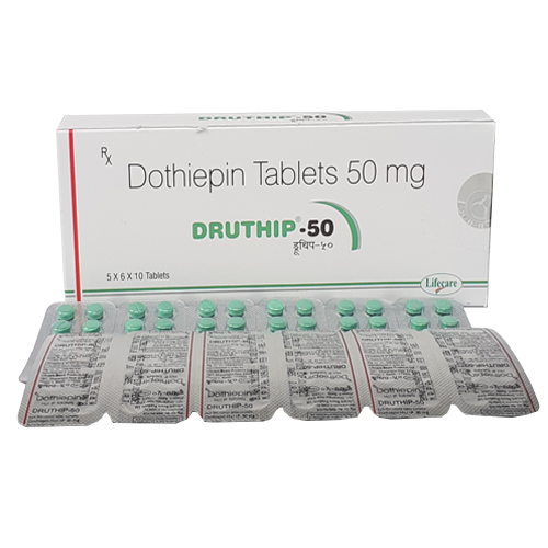 Product Name: Druthip 50, Compositions of Druthip 50 are Dothiepin Tablets 50 mg - Lifecare Neuro Products Ltd.