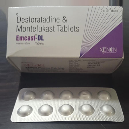 Product Name: Emcast DL, Compositions of Emcast DL are Desloratadine & Montelukast Tablets - Xenon Pharma Pvt. Ltd
