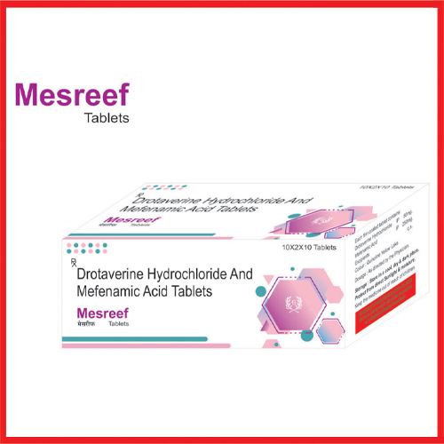 Product Name: Mesreef , Compositions of Mesreef  are Drotaverine Hydrochloride and Mefenamic Acid Tablets - Greef Formulations