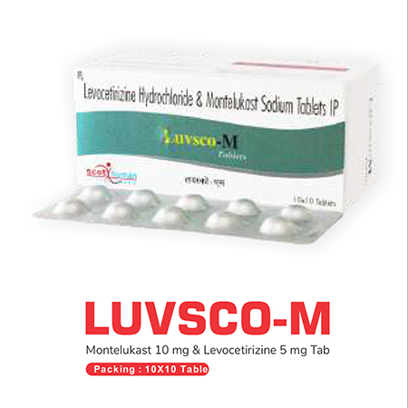 Product Name: Luvsco M, Compositions of Luvsco M are Levocetirizine Hydrochloride & Montelukast Sodium Tablets Ip - Scothuman Lifesciences