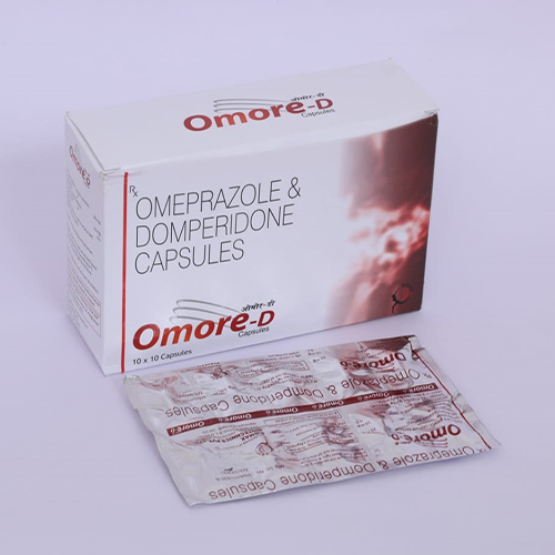 Product Name: OMORE D, Compositions of OMORE D are Omeprazole & Domperidone Capsules - Biomax Biotechnics Pvt. Ltd