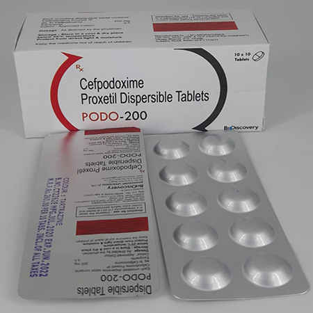 Product Name: Podo 200, Compositions of Podo 200 are Cefpodoxime Proxetil Dispersable Tablets - Biodiscovery Lifesciences Pvt Ltd
