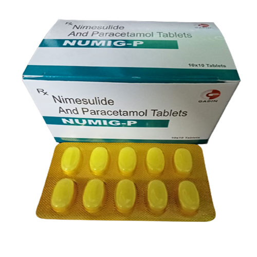 Product Name: NUMIG P, Compositions of NUMIG P are NIMESULIDE 100 MG + PARACETAMOL 325 MG - Gadin Pharmaceuticals Pvt. Ltd