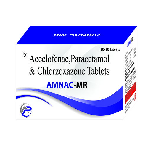 Product Name: Amnac MR, Compositions of Amnac MR are Acelclefenac,Paracetamol & Chlorzoxazone Tablets - Ambrosia Pharma