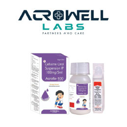 Product Name: Acrofix 100, Compositions of Acrofix 100 are Cefixime Oral Suspension IP 100mg/5ml - Acrowell Labs Private Limited