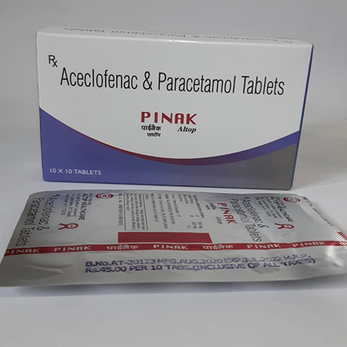 Product Name: Pinak, Compositions of Pinak are Aceclofenac & Paracetamol Tablets - Altop HealthCare