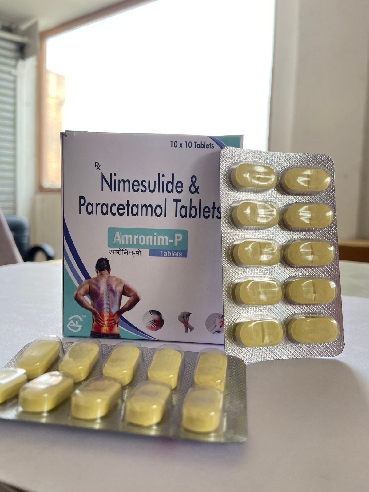 Product Name: Nimesulid paracetamole tablet, Compositions of Nimesulid paracetamole tablet are NIMESULID PARACETAMOLE TABLET  - Amross Lifesciences
