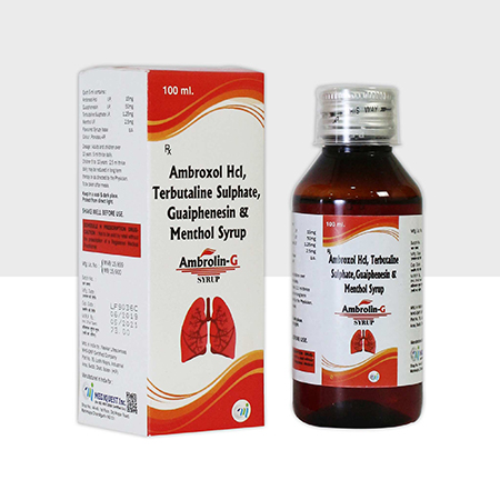 Product Name: Ambrolin G, Compositions of Ambrolin G are Ambroxol HCL, Terbutaline Sulphate Guaiphensin & Menthol Syrup - Mediquest Inc