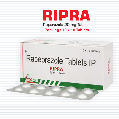 Product Name: Ripra, Compositions of Ripra are Rabeprazole Tablets IP - Pharma Drugs and Chemicals