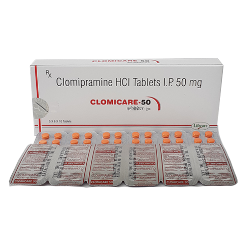 Product Name: Clomicare 50, Compositions of Clomicare 50 are Clomipramine HCL Tablets IP 50mg - Lifecare Neuro Products Ltd.